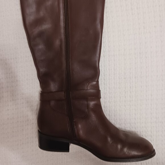 Ralph Lauren Leather Equestrian Wide Calf Brown Boot Size 8B - Picture 2 of 12